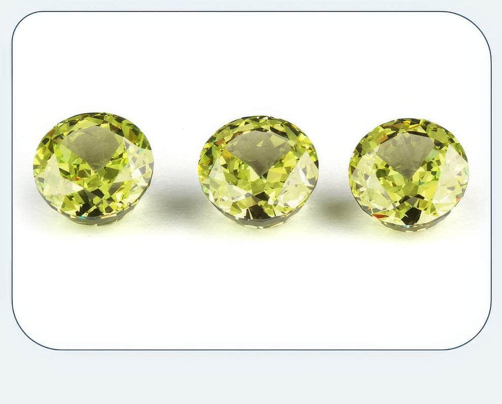 3 Set Lemon Quartz Round Cut Lab Grown Diamond Gemstone