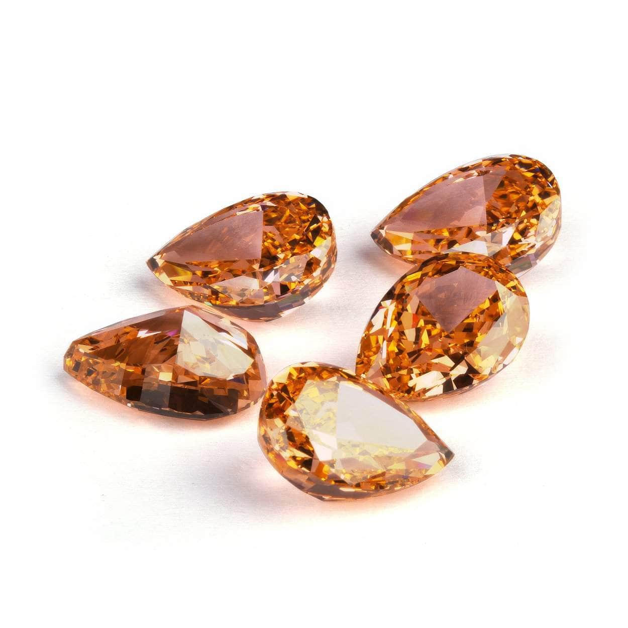 3 Set Of Morganite Pear Cut Lab Grown Diamond Gemstone