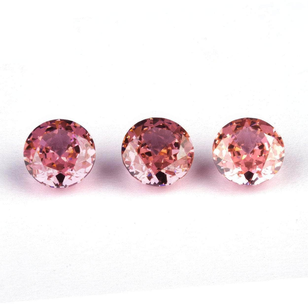 3 Set Of Morganite Round-Cut Lab-Grown Diamond Gemstone