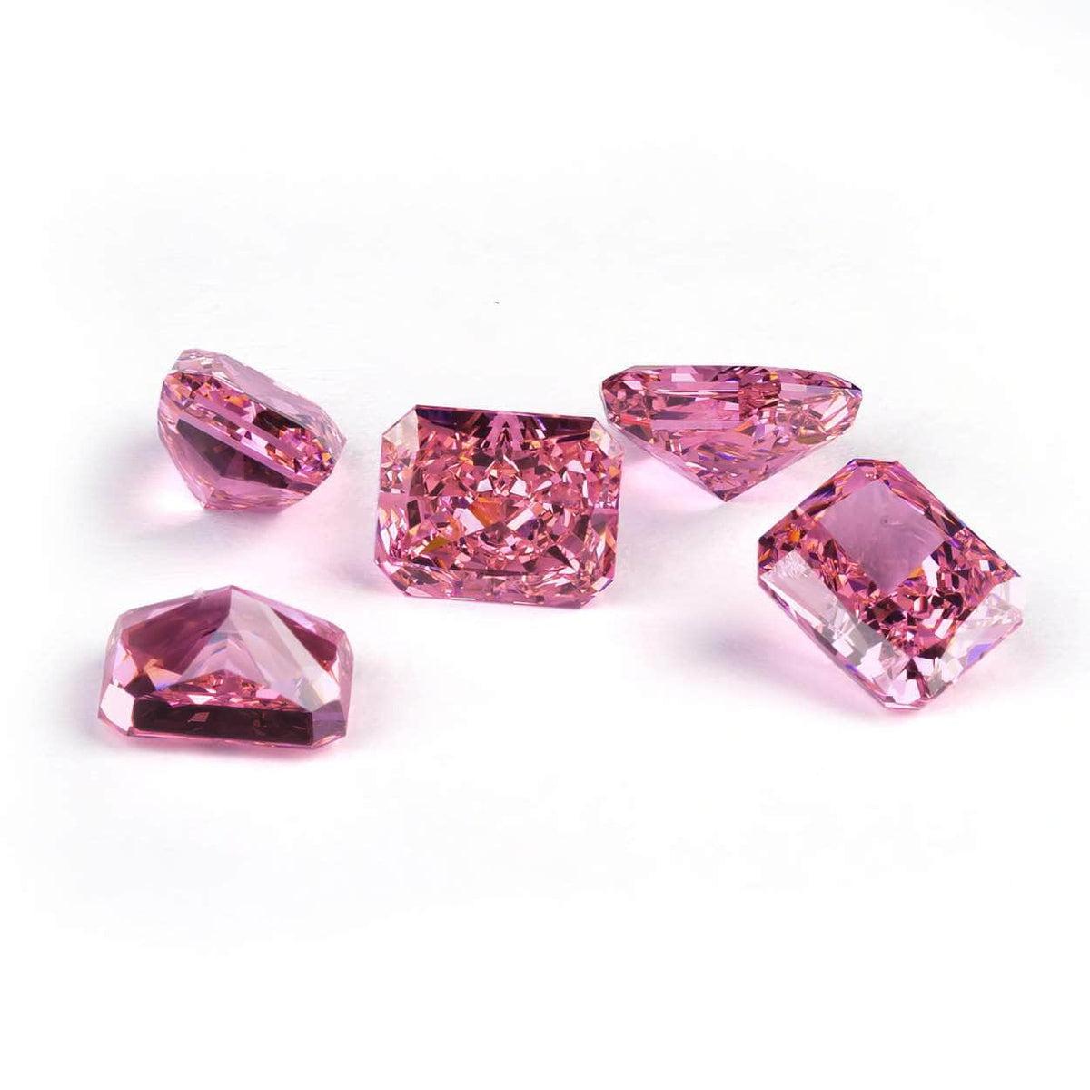 3 Set Of Pink Sapphire Emerald-Cut Rectangular Lab-Grown Diamond Gemstone 4*6mm / Pink Sapphire / Emerald