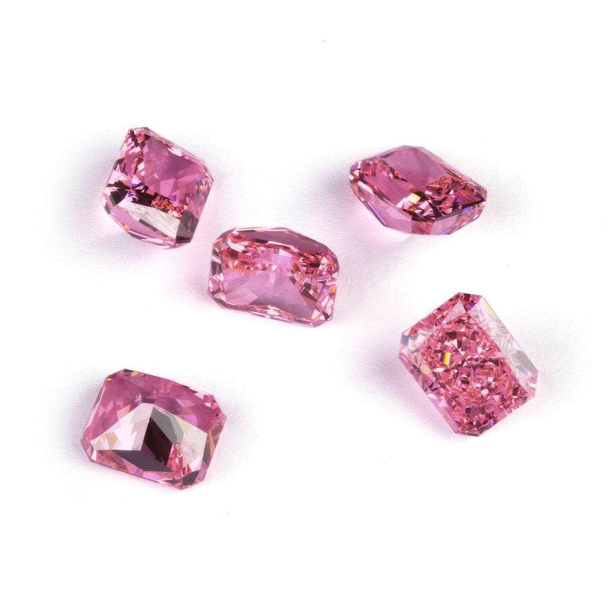 3 Set Of Pink Sapphire Emerald-Cut Rectangular Lab-Grown Diamond Gemstone