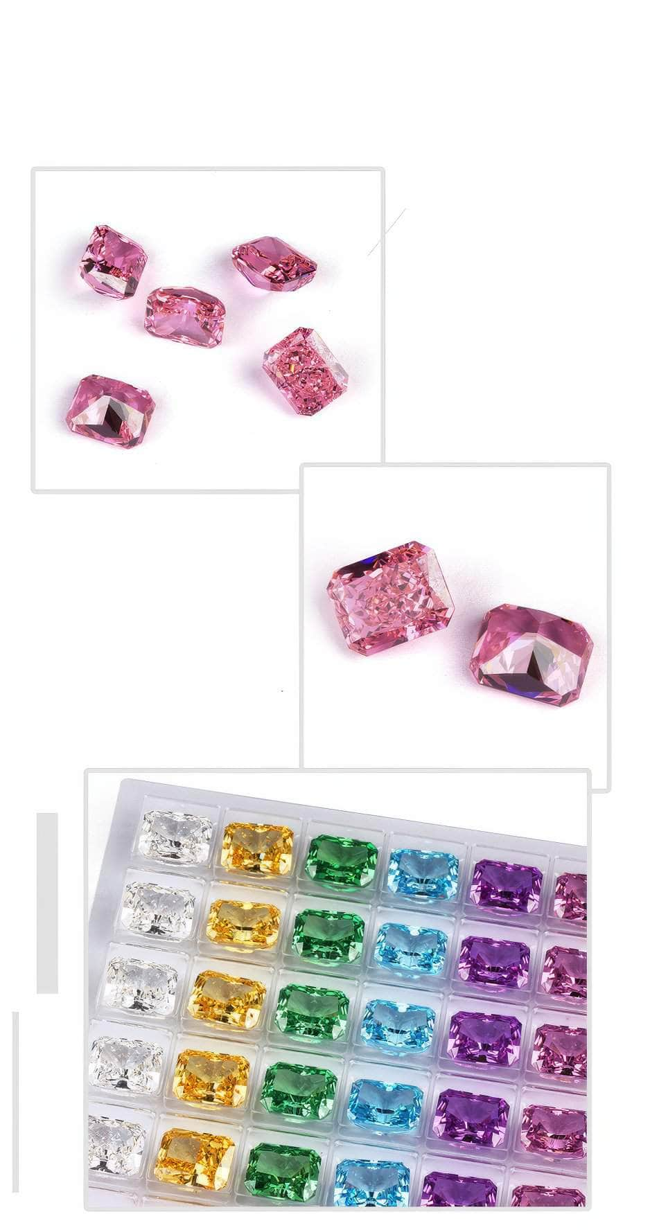 3 Set Of Pink Sapphire Emerald-Cut Rectangular Lab-Grown Diamond Gemstone