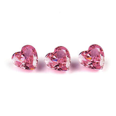 3 Set Of Pink Sapphire Heart-Cut Lab-Grown Diamond Gemstone