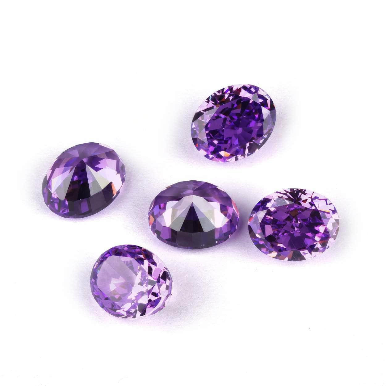 3-Set Purple Amethyst Oval-Cut Lab-Grown Diamond Gemstone