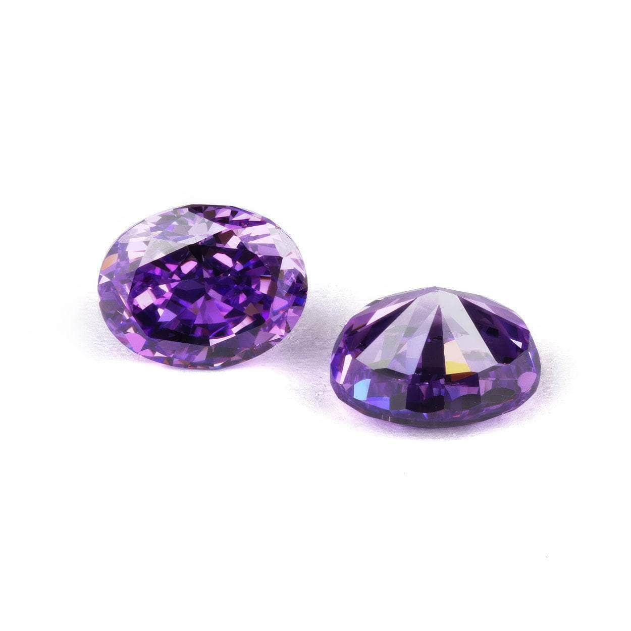 3-Set Purple Amethyst Oval-Cut Lab-Grown Diamond Gemstone