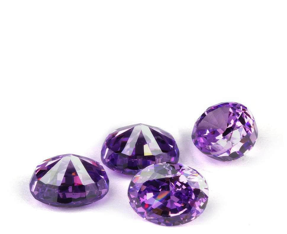 3-Set Purple Amethyst Oval-Cut Lab-Grown Diamond Gemstone