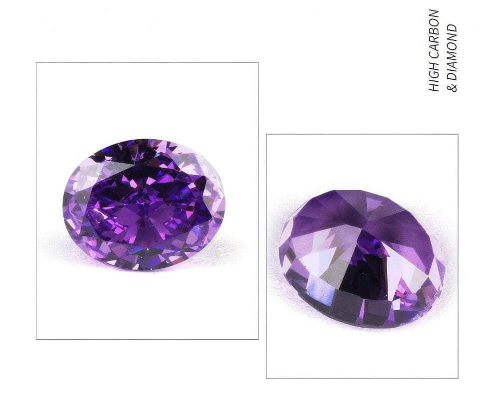 3-Set Purple Amethyst Oval-Cut Lab-Grown Diamond Gemstone