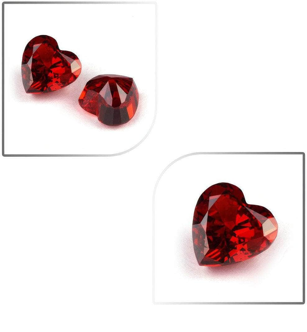 3 Set Ruby Heart Cut Lab Grown Diamond Gemstone