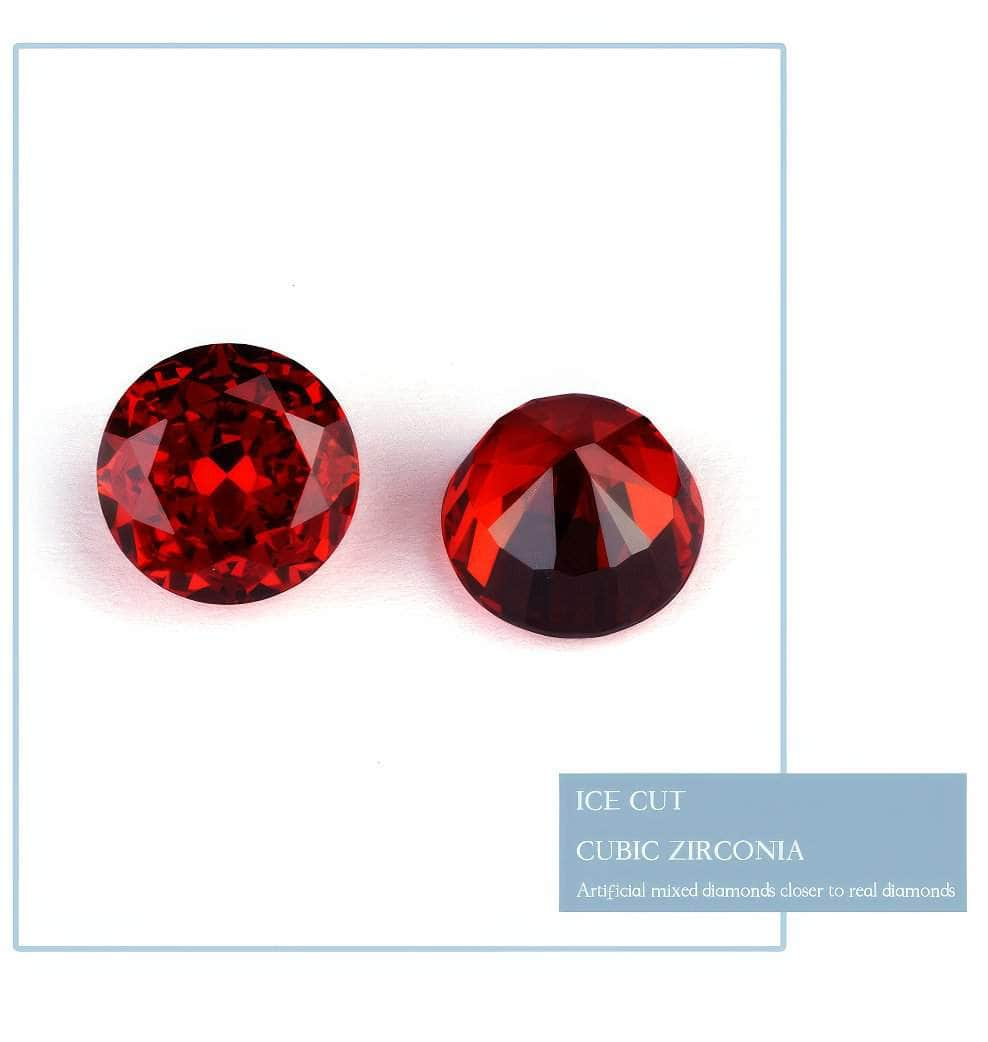 3 Set Ruby Round Cut Lab Grown Diamond Gemstone