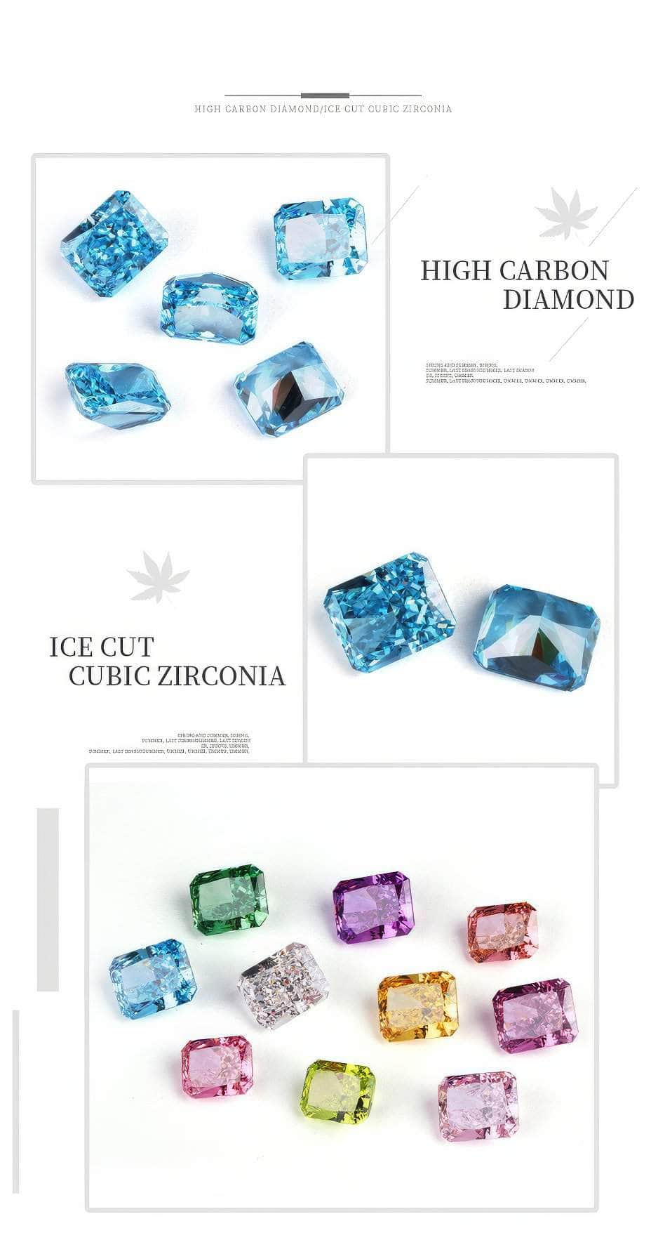3 Set Sea Blue Emerald Cut Rectangular Lab Grown Diamond Gemstone