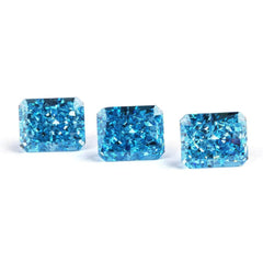 3 Set Sea Blue Emerald Cut Rectangular Lab Grown Diamond Gemstone