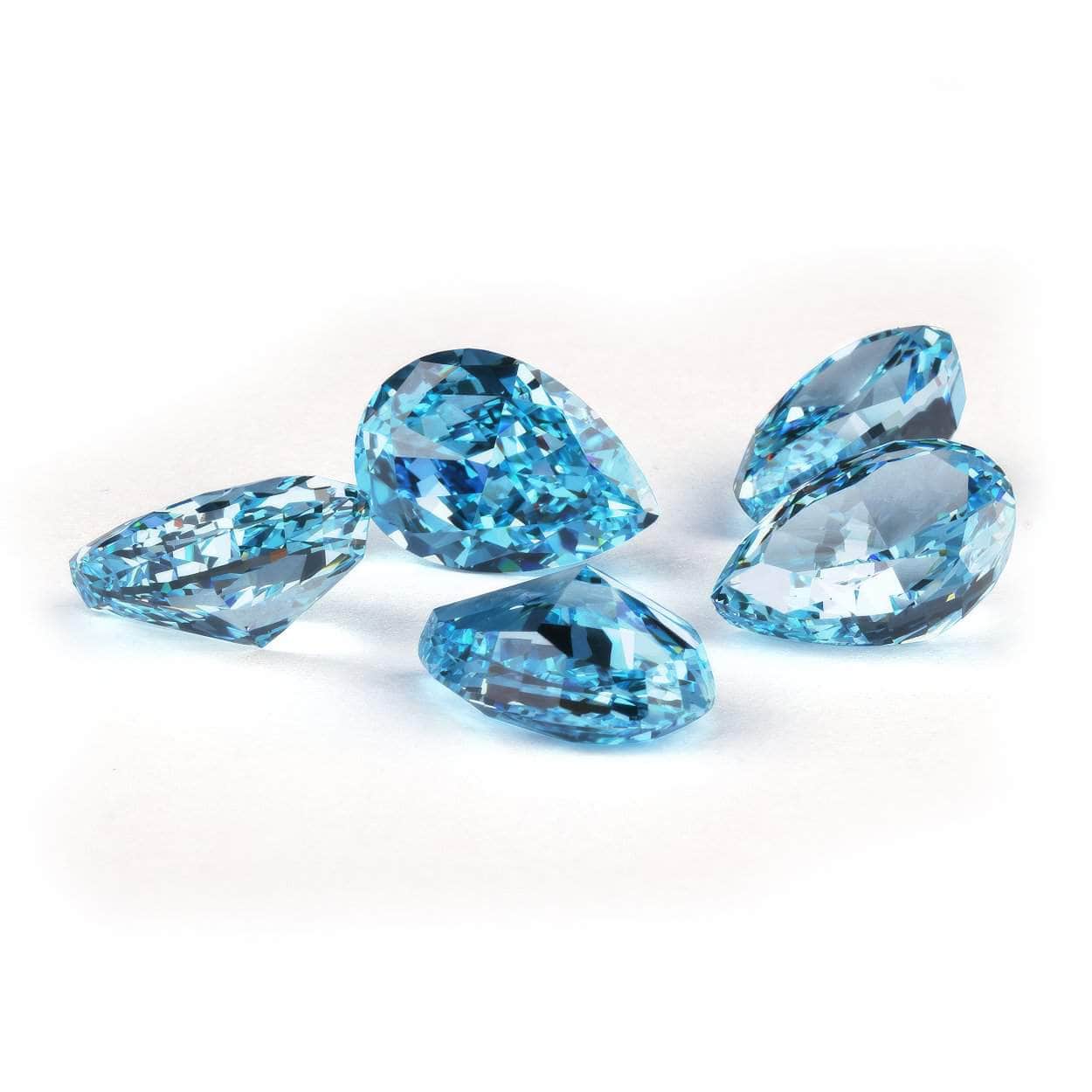 3 Set Sea Blue Pear Cut Lab Grown Diamond Gemstone 3*5mm / SeaBlue / Pear