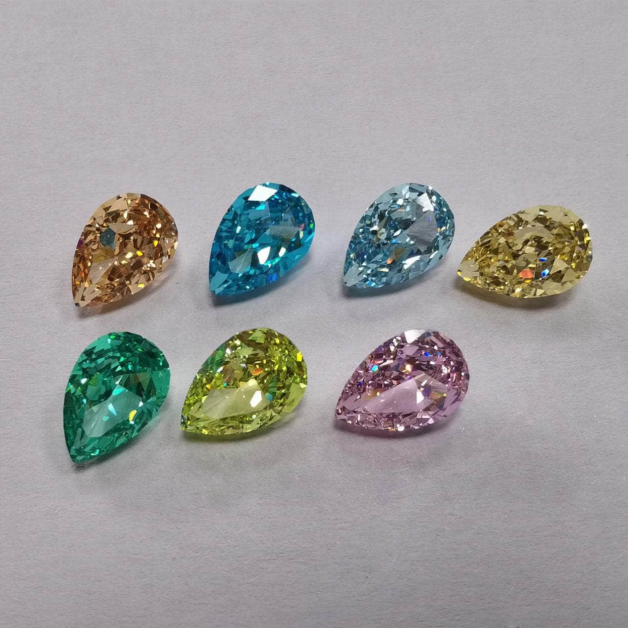 3 Set Sea Blue Pear Cut Lab Grown Diamond Gemstone