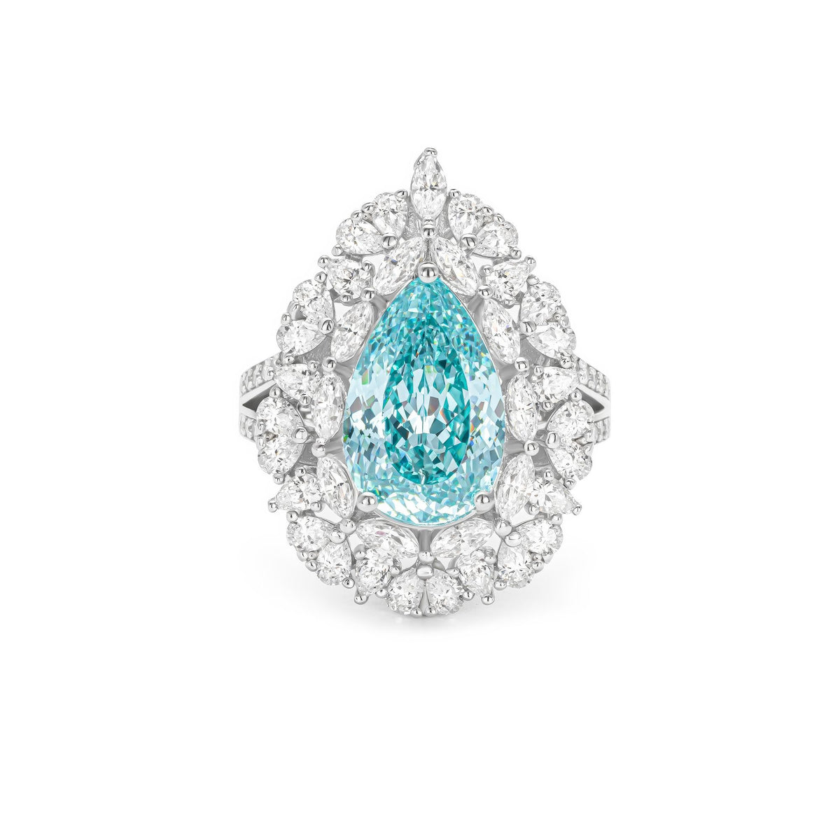 3.75 Ct Aqua Halo Lab Diamond Ring