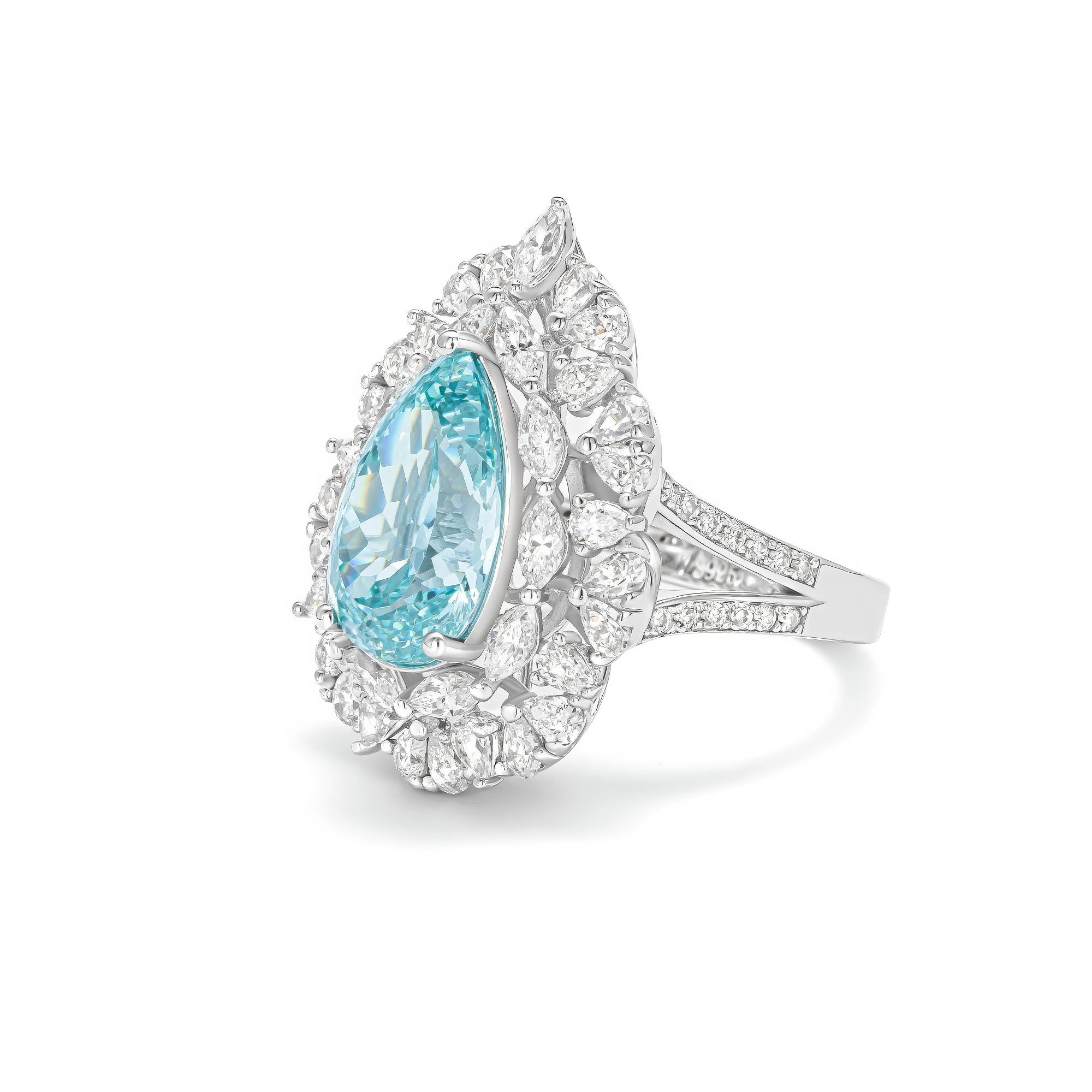 3.75 Ct Aqua Halo Lab Diamond Ring