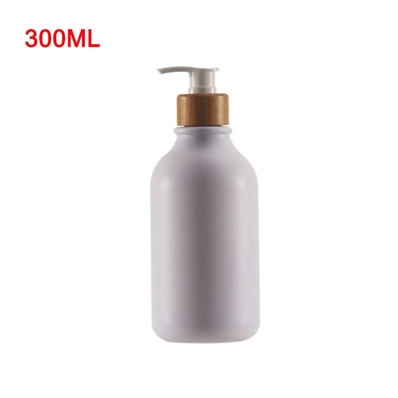 300/500ml Soap Pump Dispenser Bathroom Shampoo Kitchen Dish Wood Pump Bottle Refill Shower Gel Hand Liquid Storage Container Frosted White 300ml