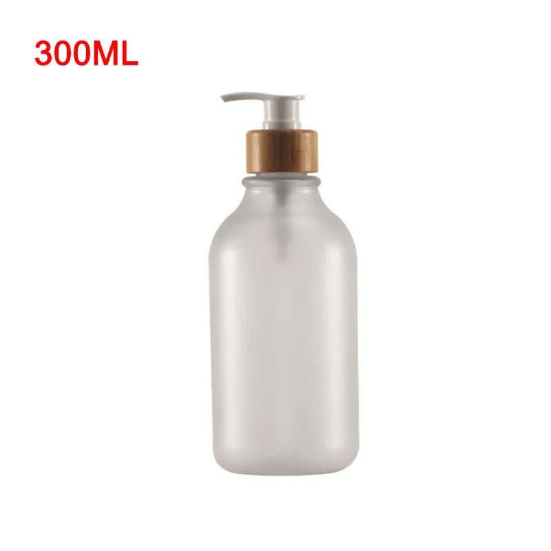 300/500ml Soap Pump Dispenser Bathroom Shampoo Kitchen Dish Wood Pump Bottle Refill Shower Gel Hand Liquid Storage Container Transparent B 300ml
