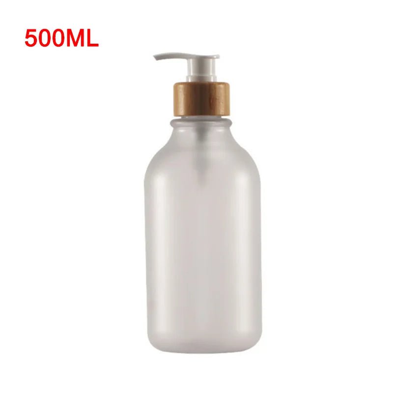 300/500ml Soap Pump Dispenser Bathroom Shampoo Kitchen Dish Wood Pump Bottle Refill Shower Gel Hand Liquid Storage Container Transparent B 500ml