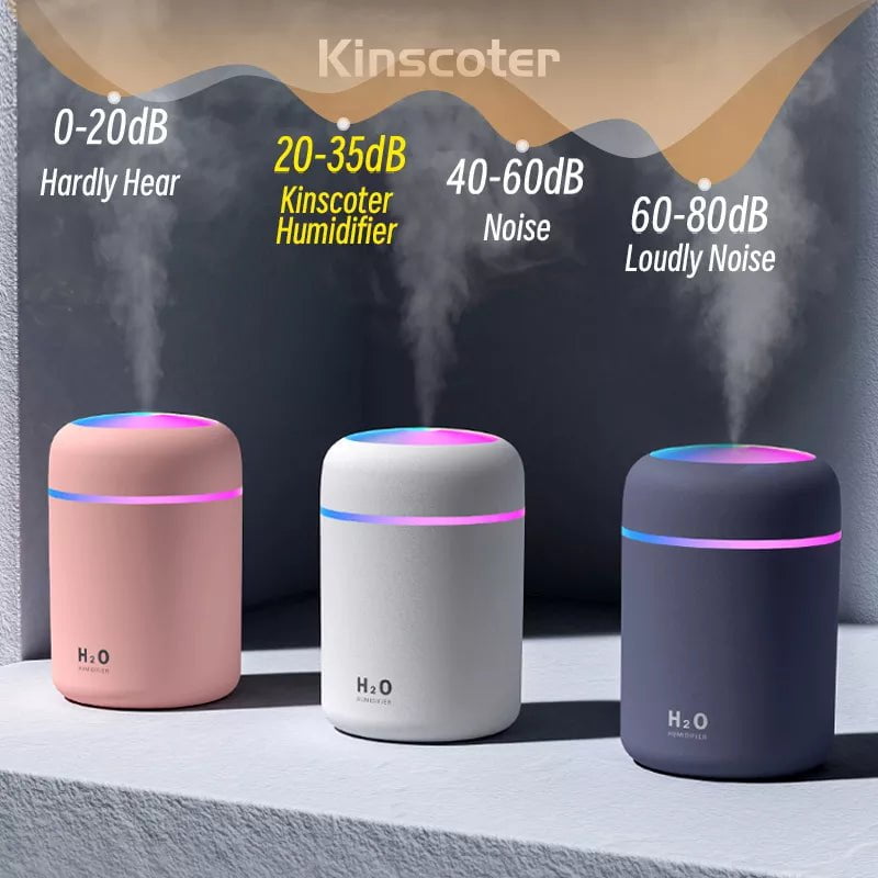 300ml Portable Mini USB Aroma Diffuser - Cool Mist Humidifier for Bedroom, Home, Car, Plants - H2O Air Purifier