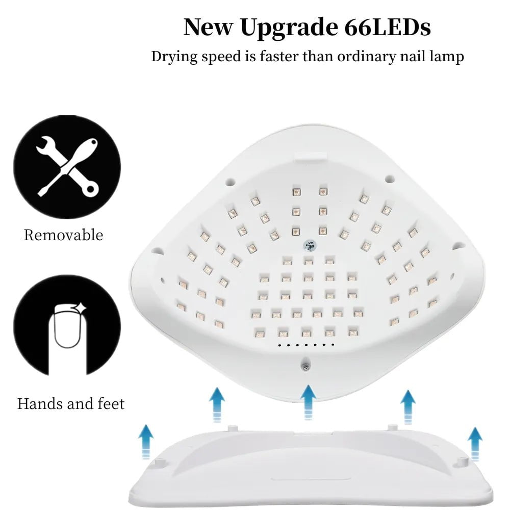 300W UV Gel Nail Lamp: Powerful Automatic Sensor, 66 LEDs, Professional Manicure Dryer