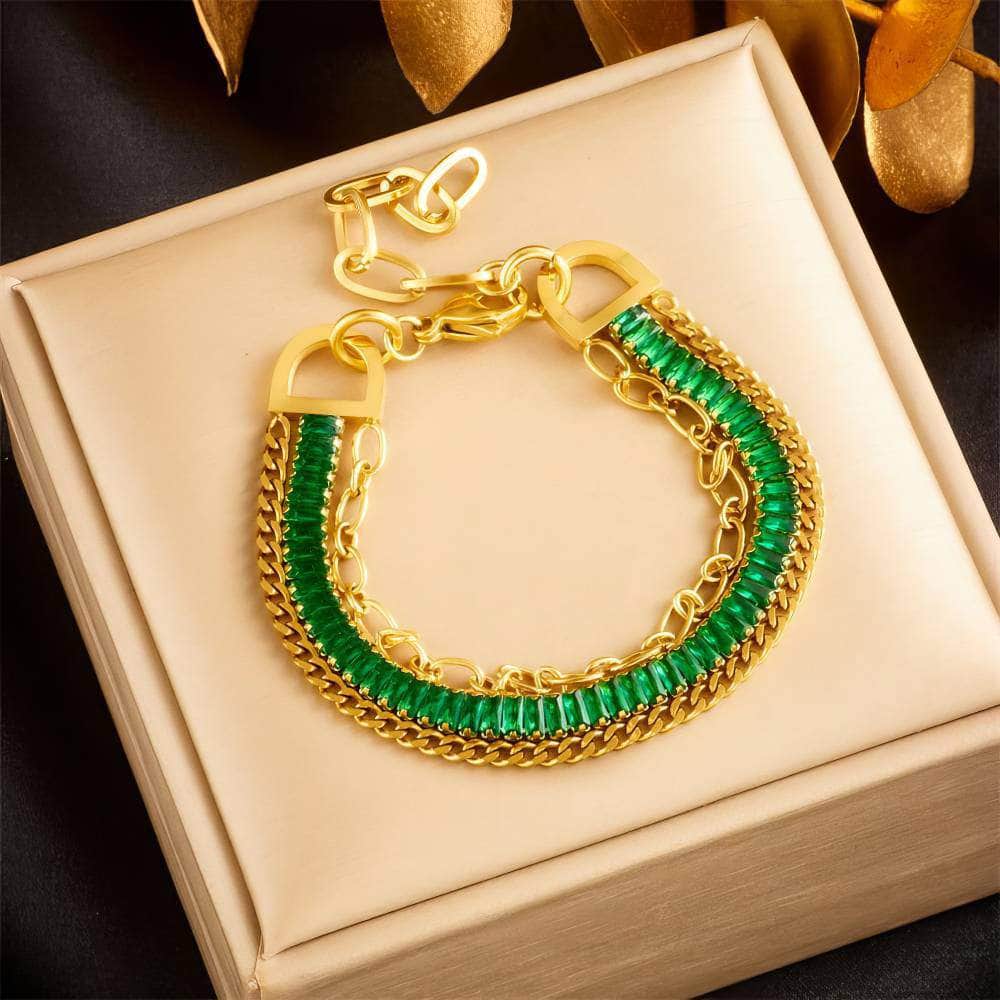 316L Colored Zircon Crystals Bracelet - New Fashion Wrist Chain Jewelry for Women, a perfect Birthday Gift