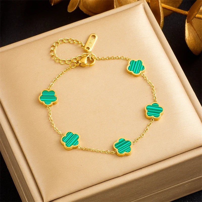 316L Colored Zircon Crystals Bracelet - New Fashion Wrist Chain Jewelry for Women, a perfect Birthday Gift B1157
