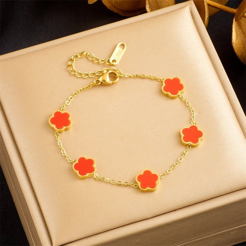 316L Colored Zircon Crystals Bracelet - New Fashion Wrist Chain Jewelry for Women, a perfect Birthday Gift B1158