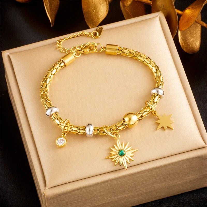 316L Colored Zircon Crystals Bracelet - New Fashion Wrist Chain Jewelry for Women, a perfect Birthday Gift B1171