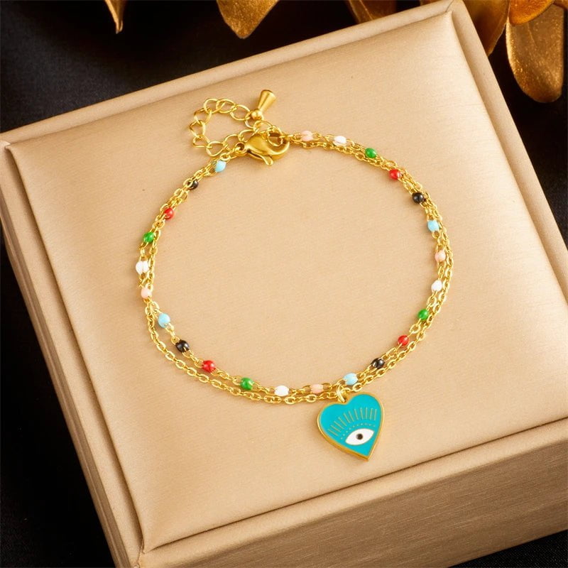 316L Colored Zircon Crystals Bracelet - New Fashion Wrist Chain Jewelry for Women, a perfect Birthday Gift B1172