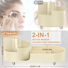 360° Rotating Makeup Organizer - Large Capacity Brush Holder for Vanity Decor, Bathroom Countertops, Desk Storage Container