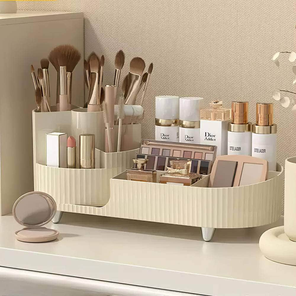 360° Rotating Makeup Organizer - Large Capacity Brush Holder for Vanity Decor, Bathroom Countertops, Desk Storage Container