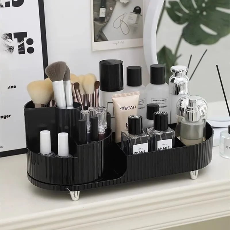 360° Rotating Makeup Organizer - Large Capacity Brush Holder for Vanity Decor, Bathroom Countertops, Desk Storage Container