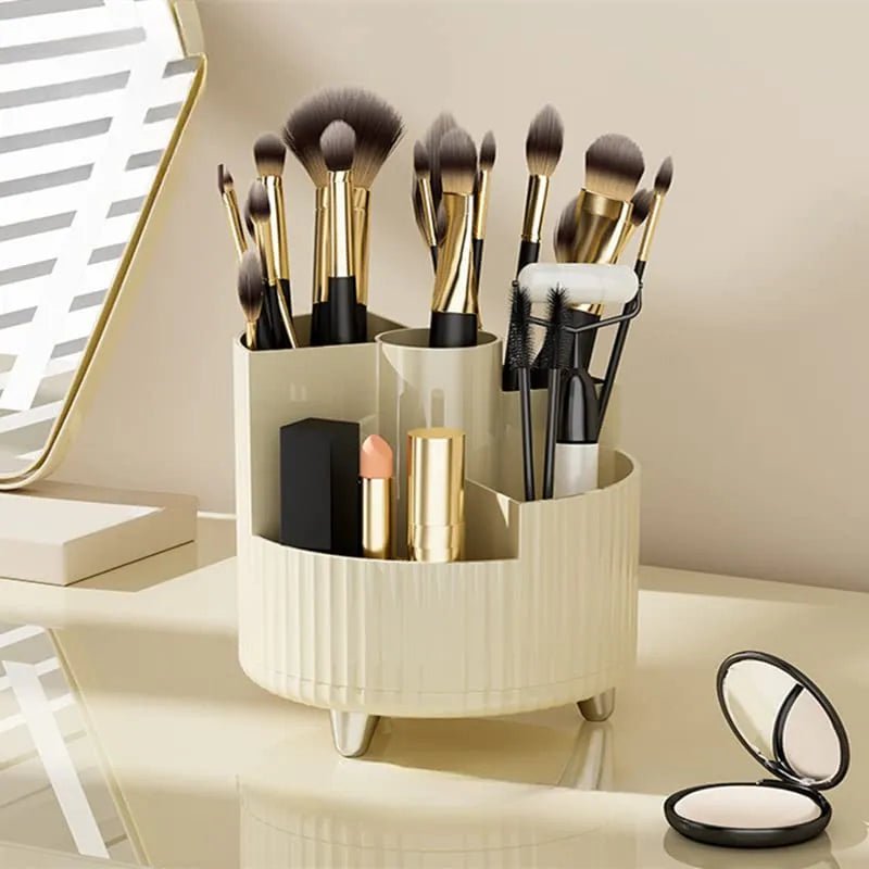 360° Rotating Makeup Organizer - Large Capacity Brush Holder for Vanity Decor, Bathroom Countertops, Desk Storage Container F3