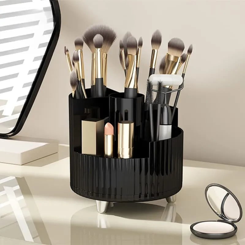 360° Rotating Makeup Organizer - Large Capacity Brush Holder for Vanity Decor, Bathroom Countertops, Desk Storage Container F4