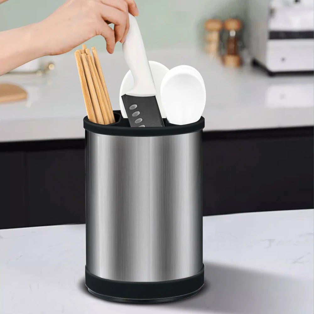 360° Rotation Utensil Holder - Multifunctional Kitchen Storage Organizer for Forks, Chopsticks