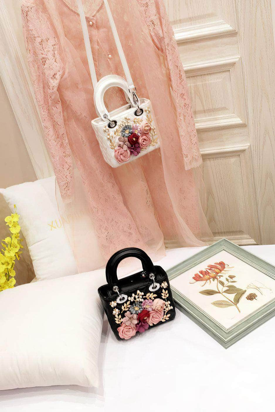 3D Floral Leaf Croc Hand Bag