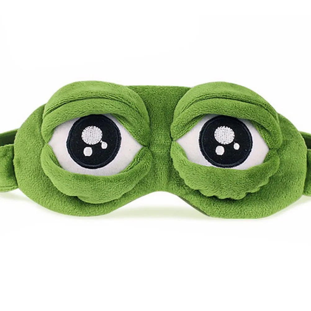 3D Sad Frog Sleep Mask - Natural Sleeping Eyeshade Cover, Soft Portable Blindfold for Women and Men Green