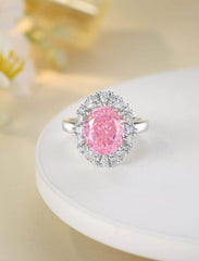 4.5 Ct Prong Setting Oval Pink Sapphire Lab Simulated Diamond Ring