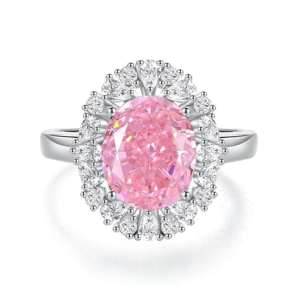 4.5 Ct Prong Setting Oval Pink Sapphire Lab Simulated Diamond Ring 6 US / Pink Sapphire