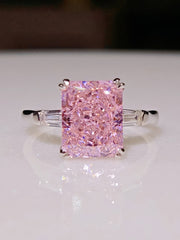 4 Ct Emerald Cut Lab Diamond Pink Sapphire Ring