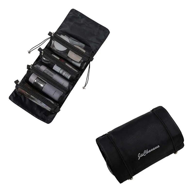 4-in-1 Detachable Makeup Bag Set - Women's Zipper Mesh, Large Capacity, Foldable, Portable Travel Storage black