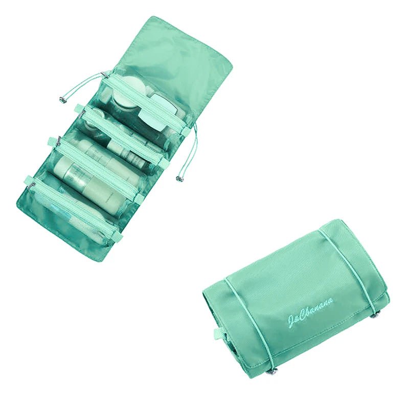 4-in-1 Detachable Makeup Bag Set - Women's Zipper Mesh, Large Capacity, Foldable, Portable Travel Storage green