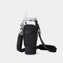 40 Oz Insulated Tumbler Cup Sleeve With Adjustable Shoulder Strap Black / One Size