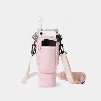 40 Oz Insulated Tumbler Cup Sleeve With Adjustable Shoulder Strap Blush Pink / One Size