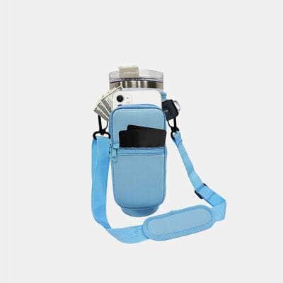 40 Oz Insulated Tumbler Cup Sleeve With Adjustable Shoulder Strap Pastel  Blue / One Size