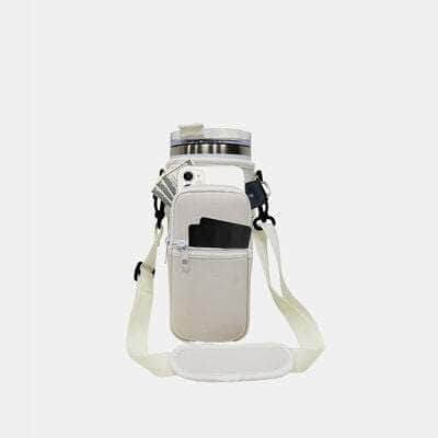 40 Oz Insulated Tumbler Cup Sleeve With Adjustable Shoulder Strap White / One Size