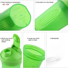 400ML Blender Shaker Bottle: BPA-Free Plastic with Stainless Ball for Leakproof Protein Shakes, Ideal for Workout, Gym