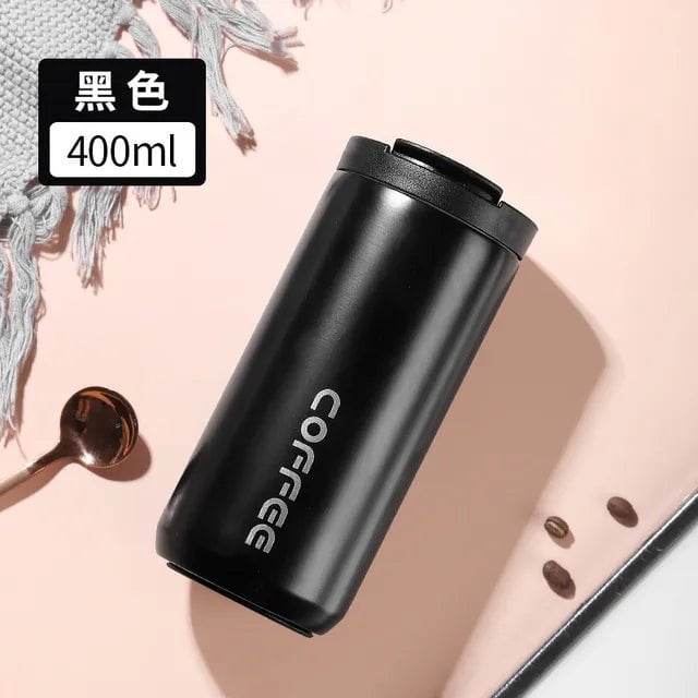400ml Stainless Steel Thermal Coffee Mug - 304 Thermos Mug, Leak-Proof, Portable Travel Thermal Cup, Water Bottle - Ideal Christmas Gifts black / 400ml