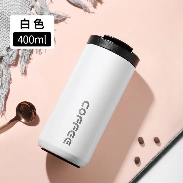 400ml Stainless Steel Thermal Coffee Mug - 304 Thermos Mug, Leak-Proof, Portable Travel Thermal Cup, Water Bottle - Ideal Christmas Gifts white / 400ml