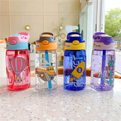 480ml Kids Sippy Cup Water Bottles - Creative Cartoon Feeding Cups with Straws and Lids, Spill-Proof and Portable for Toddlers